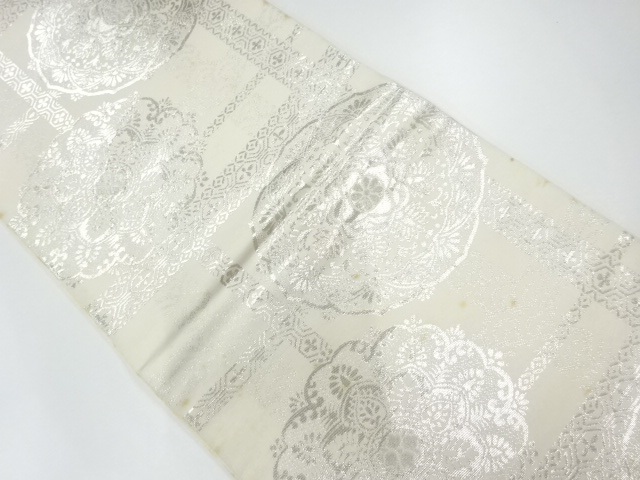 JAPANESE KIMONO / ANTIQUE FUKURO OBI / SILK / WOVEN FLOWER CREST